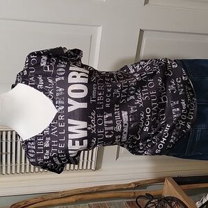 Sweet Gisele Graphic 'New York' Top Womens Sz M Y2K , Rhinestones,  Artsy, Bling